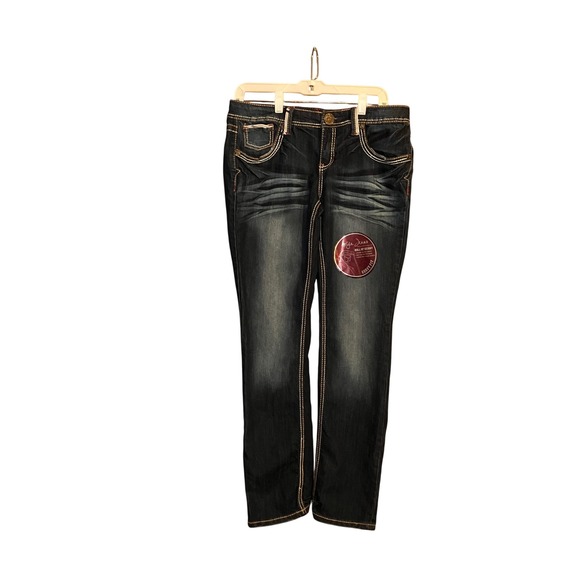 Ariya Jeans Skinny Curvy Fit Dark Wash Embellished Pocket Denim Size 13/14 - Picture 1 of 14
